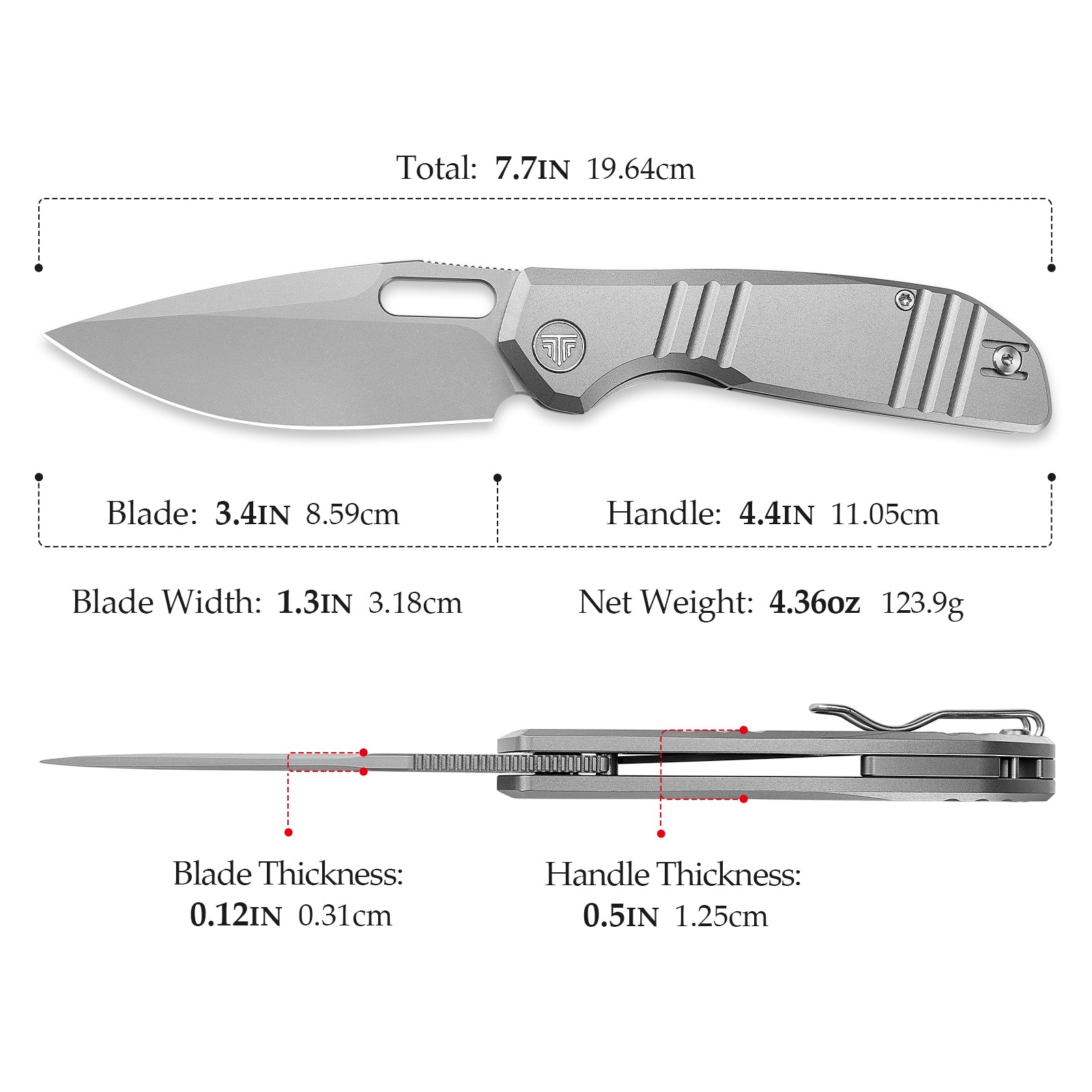 Gecko-S Liner Lock Folding Pocket Knife,3.4'' M390 Steel Blade,Titanium Handle