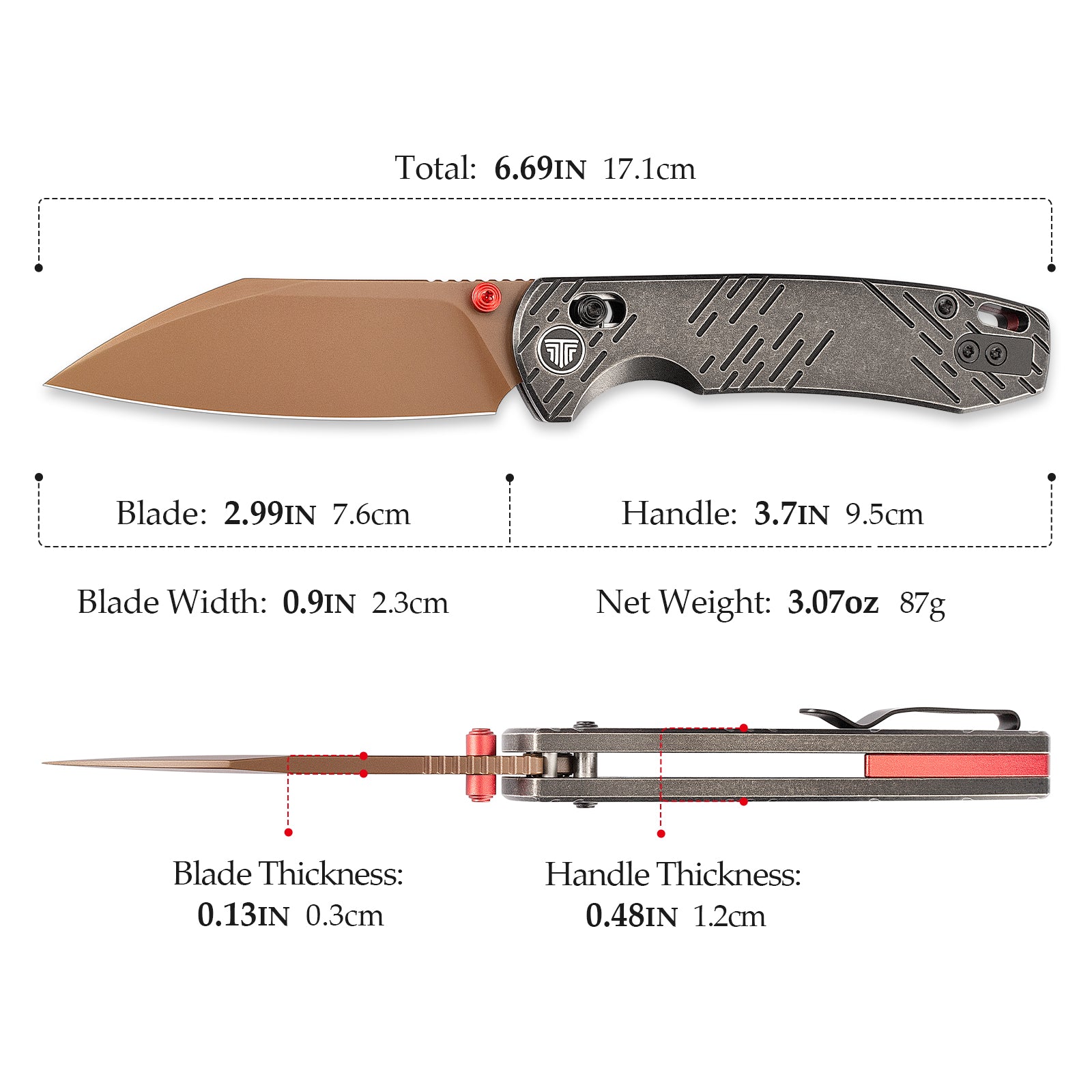 Firefly Ultra-RG Crossbar Lock EDC Folding Pocket Knife,2.99" M390 Steel Blade,Titanium Handle