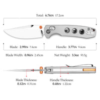 Butterfly Ultra-M Crossbar Lock EDC Folding Pocket Knife,2.99'' Mirror Finished M390 Steel Blade,Titanium Handle