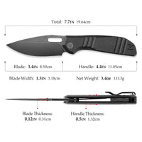 Gecko-BM Liner Lock EDC Folding Pocket Knife,3.4'' 14C28N Steel Blade,Micarta Handle