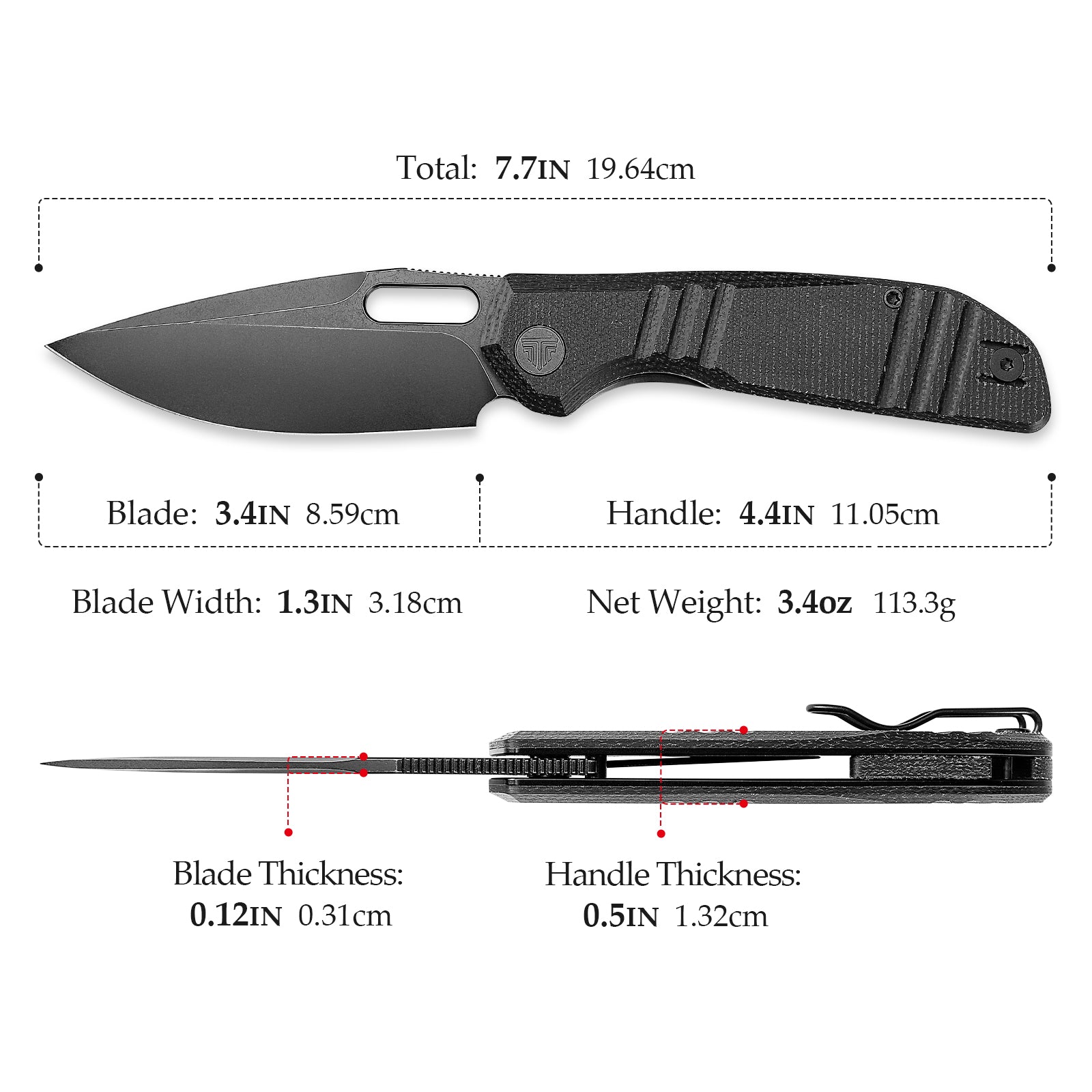 Gecko-BM Liner Lock EDC Folding Pocket Knife,3.4'' 14C28N Steel Blade,Micarta Handle