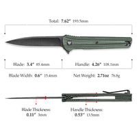 Seagu11-G Liner Lock  Folding Pocket Knife 3.4'' 14C28N Steel Blade,Micarta Handle