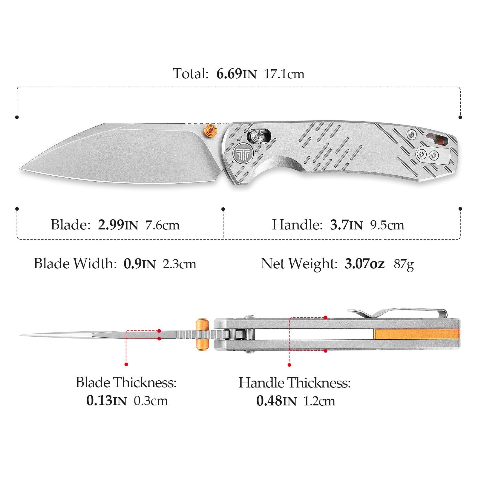 Firefly Ultra-S Crossbar Lock EDC Folding Pocket Knife,2.99" M390 Steel Blade,Titanium Handle