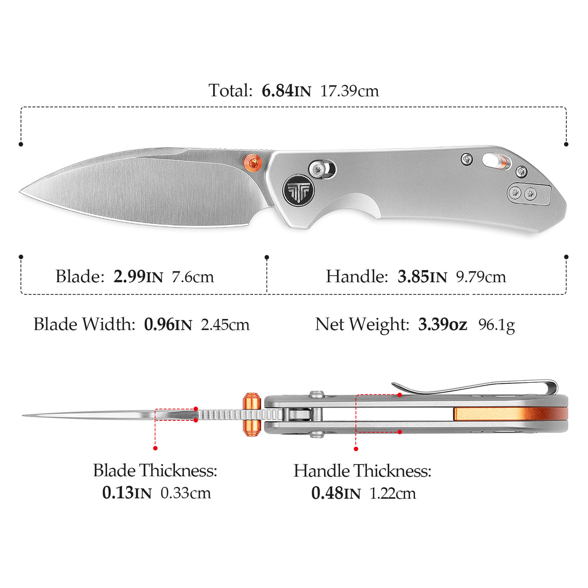 Hornet-04G Axis Lock EDC Canivete Dobrável, Lâmina de Aço 14C28N de 3,34", Cabo Micarta