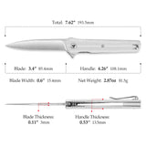 Seagu11-W Liner Lock  Folding Pocket Knife 3.4'' 14C28N Steel Blade,G10 Handle