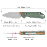 Складаний кишеньковий ніж Hornet-04G Axis Lock EDC, лезо 3,34 дюйма зі сталі 14C28N, ручка з мікарти