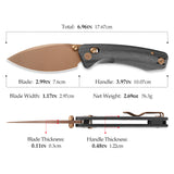 Koala Plus-BM Crossbar Lock EDC Folding Pocket Knife,2.99'' 14C28 Steel Blade, Micarta Handle