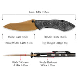 Rhino-RG Frame Lock EDC Folding Pocket Knife, 3.2'' M390 Steel Blade, Carbon Fiber Titanium Handle