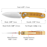 Dragonfly-Y Axis Lock EDC Folding Pocket Knife,2.99'' 14C28N Steel Blade,PEI Handle