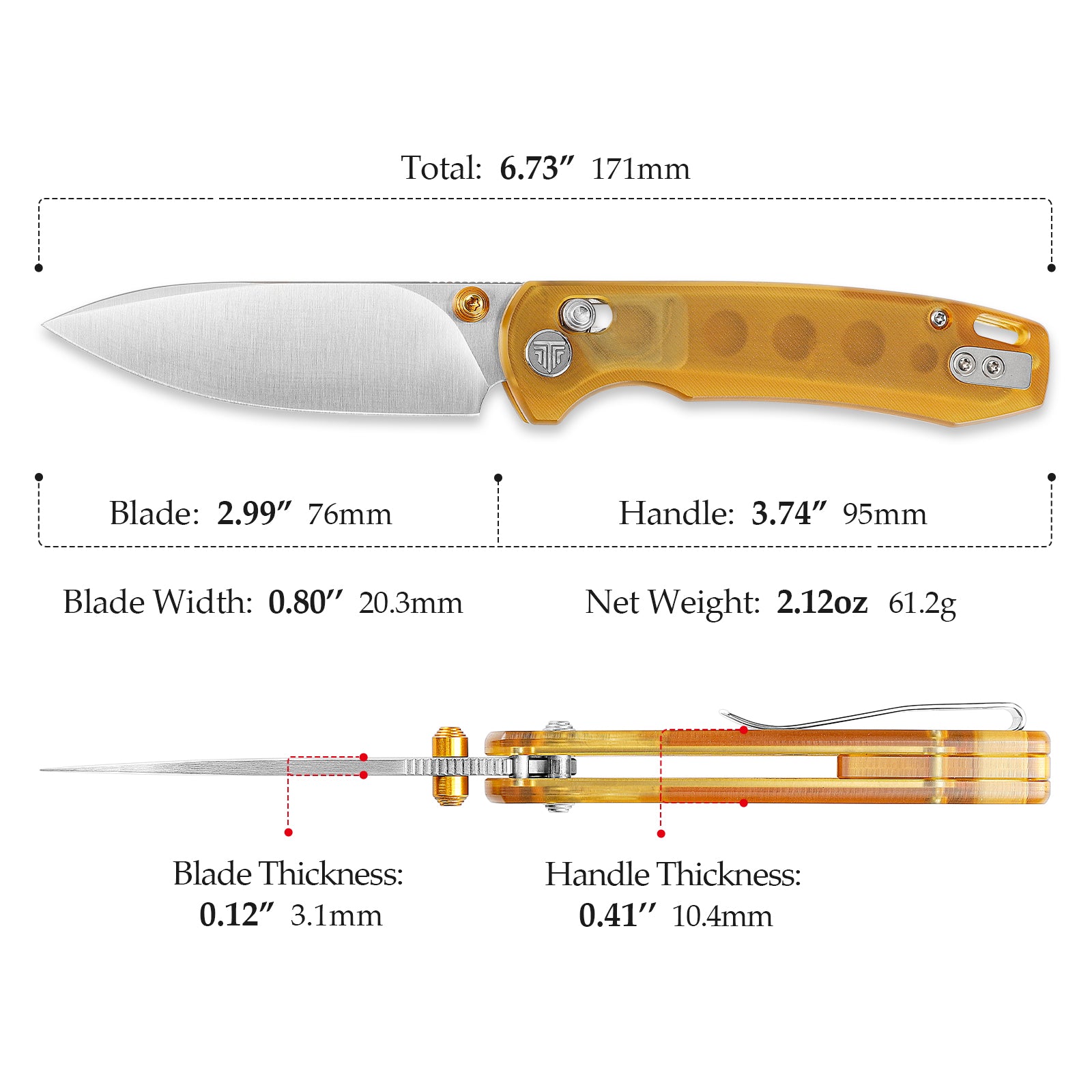 Dragonfly-Y Axis Lock EDC Folding Pocket Knife,2.99'' 14C28N Steel Blade,PEI Handle