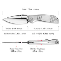 Gecko-M Liner Lock Folding Pocket Knife,Mirror Finished 3.4'' M390 Steel Blade,Titanium Handle