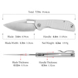 Gecko-WG Liner Lock EDC Folding Pocket Knife,3.4'' 14C28N Steel Blade,G10 Handle