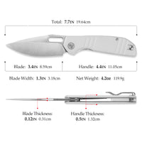 Gecko-WG Liner Lock EDC Folding Pocket Knife,3.4'' 14C28N Steel Blade,G10 Handle