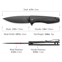 Hummingbird-BM Liner Lock EDC Folding Pocket Knife 2.99'' 14C28N Steel Blade,Micarta Handle