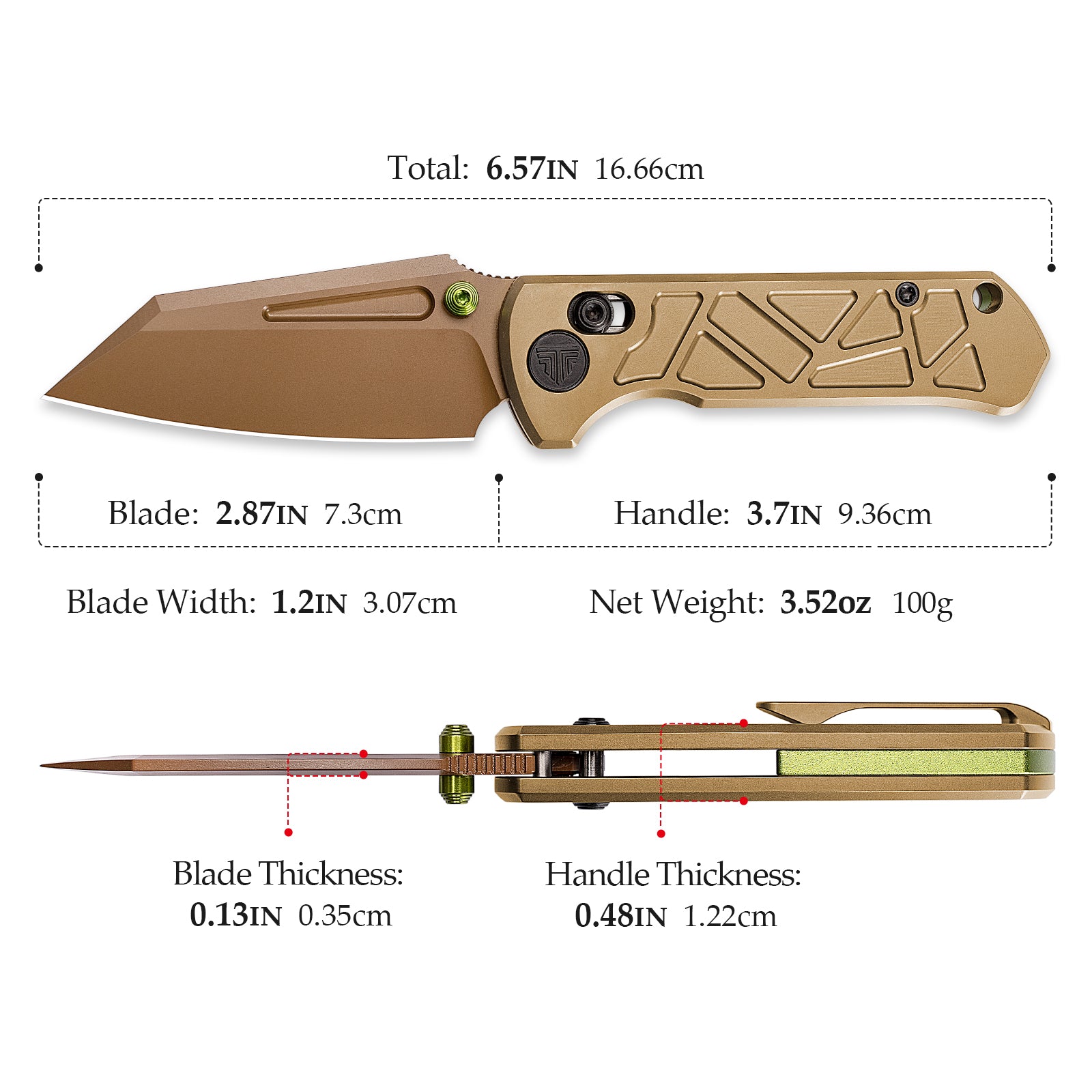 Skarn-RG Crossbar Lock EDC Folding Pocket Knife,2.9'' M390 Steel Blade, Titanium Handle