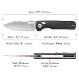 Sabretooth-BG Crossbar Lock Folding Pocket Knife,3.4'' 14C28N Steel Stonewashed Satin Blade, G10 Handle,