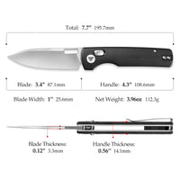 Sabretooth-BG Crossbar Lock Folding Pocket Knife,3.4'' 14C28N Steel Stonewashed Satin Blade, G10 Handle,