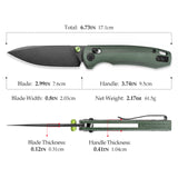 Dragonfly-GM Crossbar Lock EDC Folding Pocket Knife,2.99'' 14C28N Steel Blade,Micarta Handle