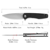 Hummingbird-BG Liner Lock EDC Folding Pocket Knife 2.99'' 14C28N Steel Blade,G10 Handle