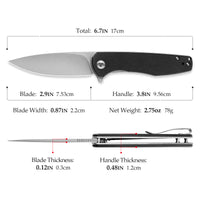 Hummingbird-BG Liner Lock EDC Folding Pocket Knife 2.99'' 14C28N Steel Blade,G10 Handle