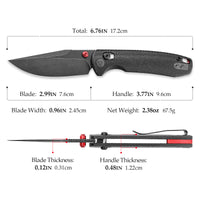 Butterfly-BM Crossbar Lock EDC Folding Pocket Knife,2.99'' 14C28N Steel Blade,Micarta Handle