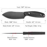 Eggplant-BM Full-tang Straight Fixed Blade Knife, 3.86‘’ 14C28N Steel Black Stonewashed Blade, Micarta Handle