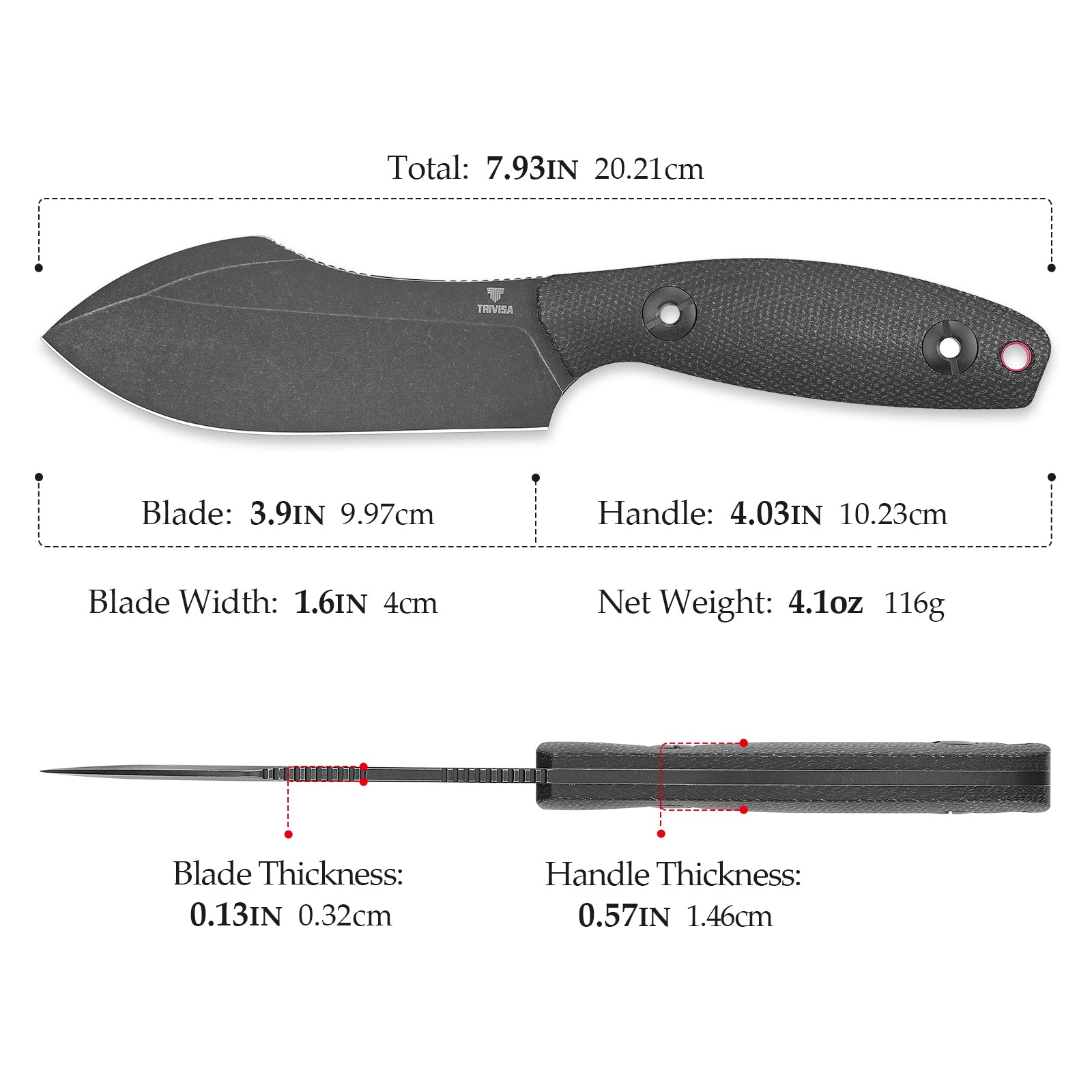 Pumpkin-BM Full-tang Straight Fixed Blade Knife, 3.9‘’14C28N Steel Stonewash Blade, Micarta Handle