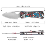 Andromeda-CW Button Liner Lock EDC Folding Knfe,2.3" 14C28N Steel Blade,Carbon Fiber Handle