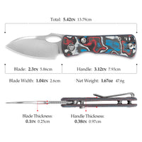 Andromeda-CW Button Liner Lock EDC Folding Knfe,2.3" 14C28N Steel Blade,Carbon Fiber Handle