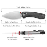 Koala Plus-CG Crossbar Lock EDC Folding Pocket Knife,2.99'' 14C28 Steel Blade, Carbon Fiber G10 Handle