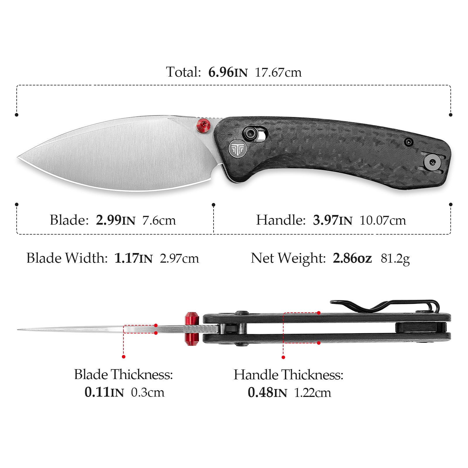 Koala Plus-CG Crossbar Lock EDC Folding Pocket Knife,2.99'' 14C28 Steel Blade, Carbon Fiber G10 Handle