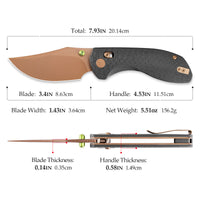 Складаний кишеньковий ніж Hornet-04G Axis Lock EDC, лезо 3,34 дюйма зі сталі 14C28N, ручка з мікарти