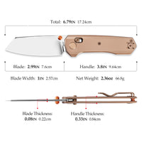 Scarab-M Crossbar Lock EDC Folding Pocket Knife,2.99" M390 Steel Blade,Titanium Handle