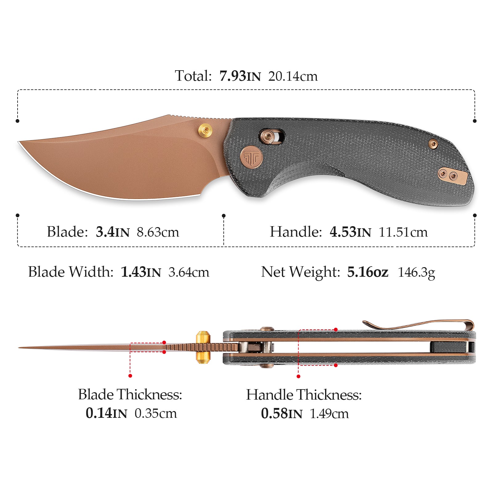 Hippo-BM Crossbar Lock EDC Folding Pocket Knife,3.4" 14C28N Steel Blade,Micarta Handle