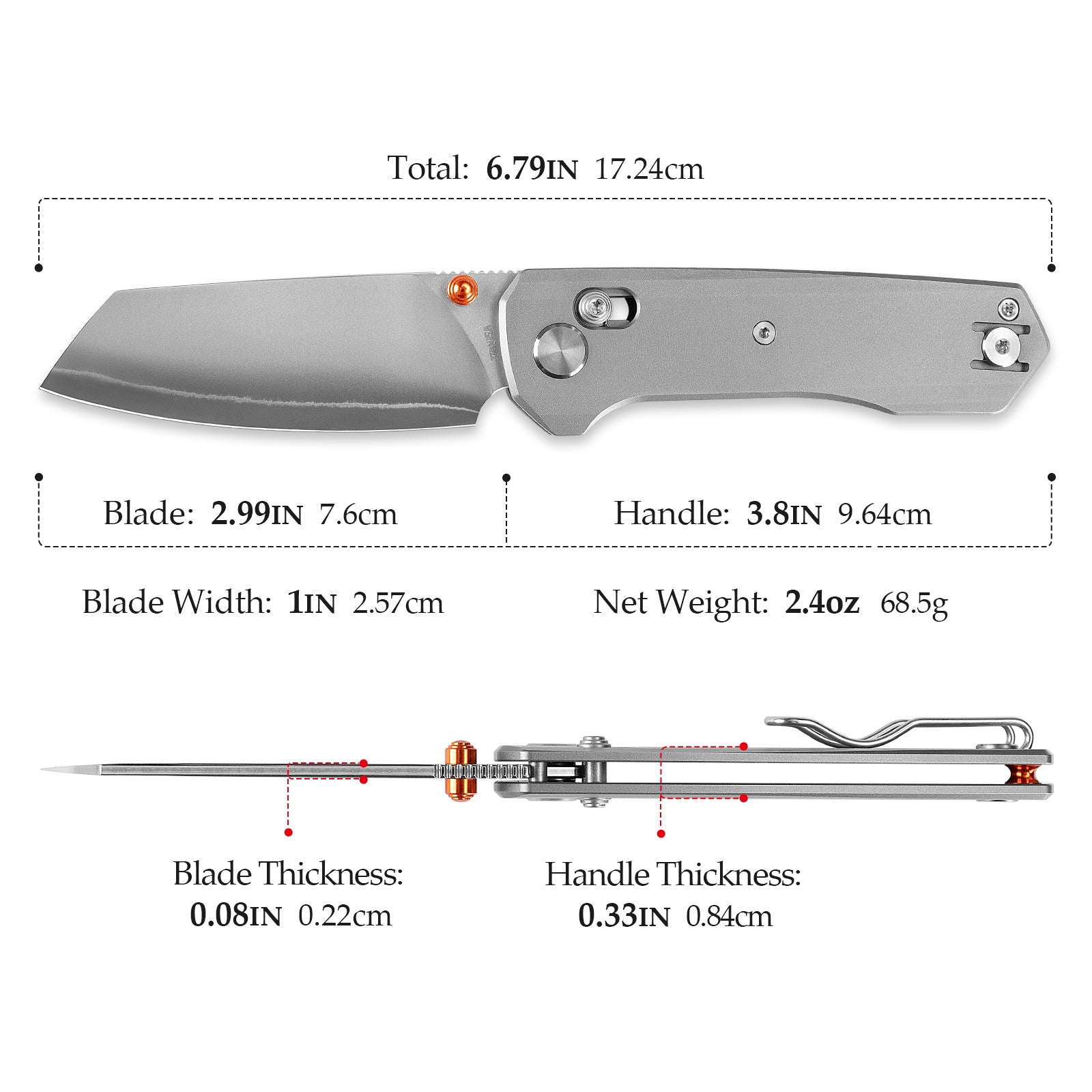 Hornet-04G Axis Lock EDC Canivete Dobrável, Lâmina de Aço 14C28N de 3,34", Cabo Micarta