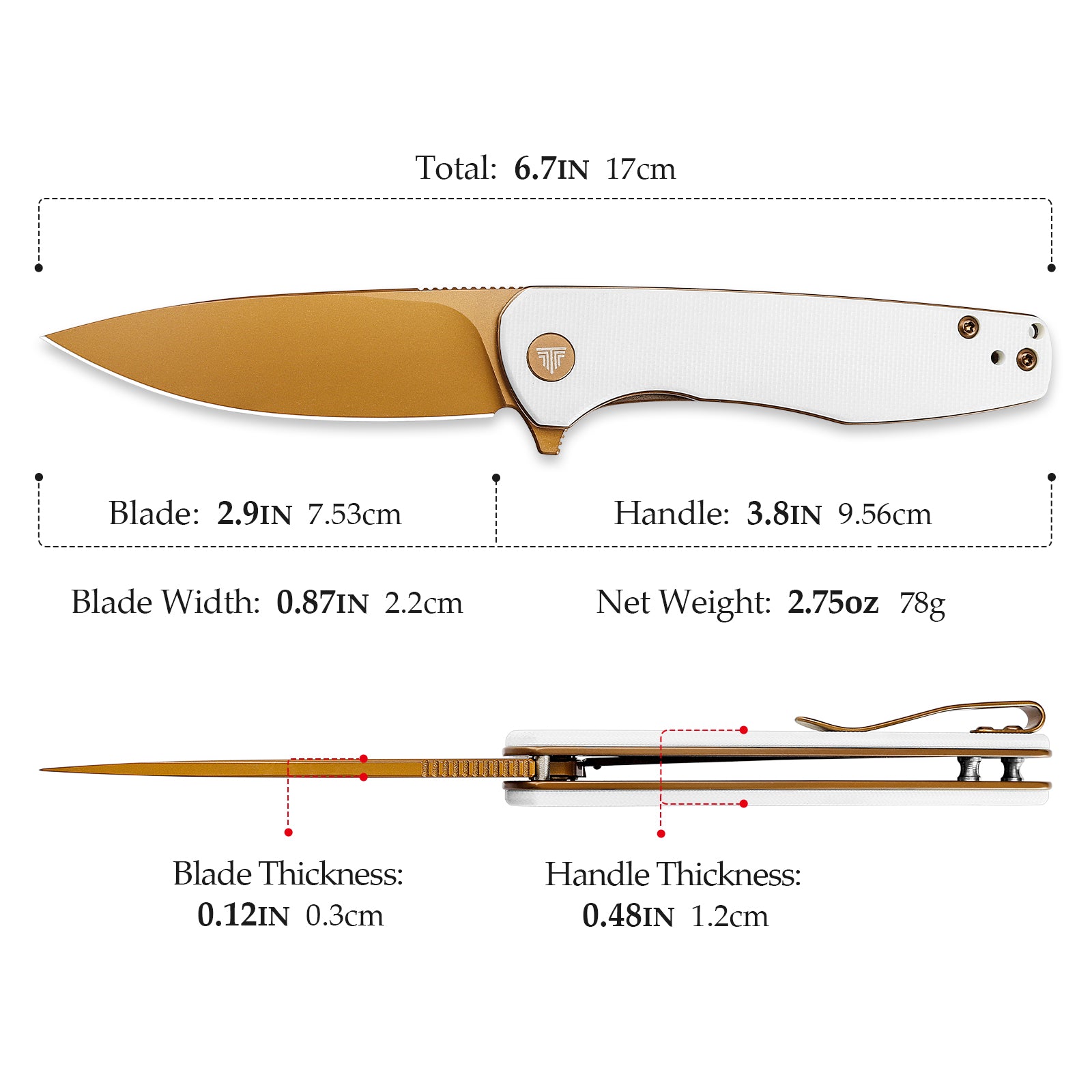 Lacerta-04B Liner Lock EDC Folding Pocket Knife 3.34'' 14C28N