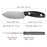 Eggplant-BG Full-tang Straight Fixed Blade Knife, 3.86‘’ 14C28N Steel Stonewash Blade, G10 Handle