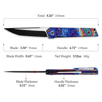 Cen-H Front Flipper,3.6" M390,Handmade Titanium Handle