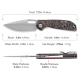 Gecko-RCS Liner Lock Folding Pocket Knife,3.4'' M390 Steel Blade,Ceramic Carbon Fiber Handle