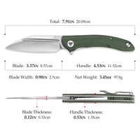 Cuckoo-GM Liner Lock EDC Folding Pocket Knife 3.37'' 14C28N Steel Blade,Micarta Handle