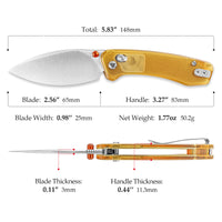 Koala-Y Crossbar Lock EDC Folding Pocket Knife,2.56'' N690 Steel Blade,Ultem Handle