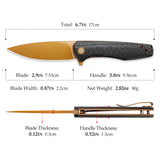 Hummingbird-CG Liner Lock EDC Folding Pocket Knife 2.99'' 14C28N Steel Blade,Carbon Fiber Style G10 Handle