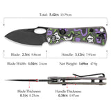 Andromeda-04B Liner Lock EDC Faca dobrável, lâmina de aço 2,04" 14C28N, cabo Micarta