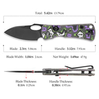 Andromeda-04B Liner Lock EDC Faca dobrável, lâmina de aço 2,04" 14C28N, cabo Micarta