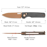 Sabretooth-CG Crossbar Lock Folding Pocket Knife,3.4'' 14C28N Steel Blade,  Carbon Fiber G10Micarta Handle