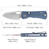 Andromeda-LM Button Liner Lock EDC Folding Knfe,2.3" 14C28N Steel Blade,Micarta Handle