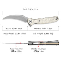Lacerta-AL Liner Lock EDC Folding Pocket Knife 3.34'' 14C28N Steel Blade,Aluminum Foil Handle,Tiguass Design
