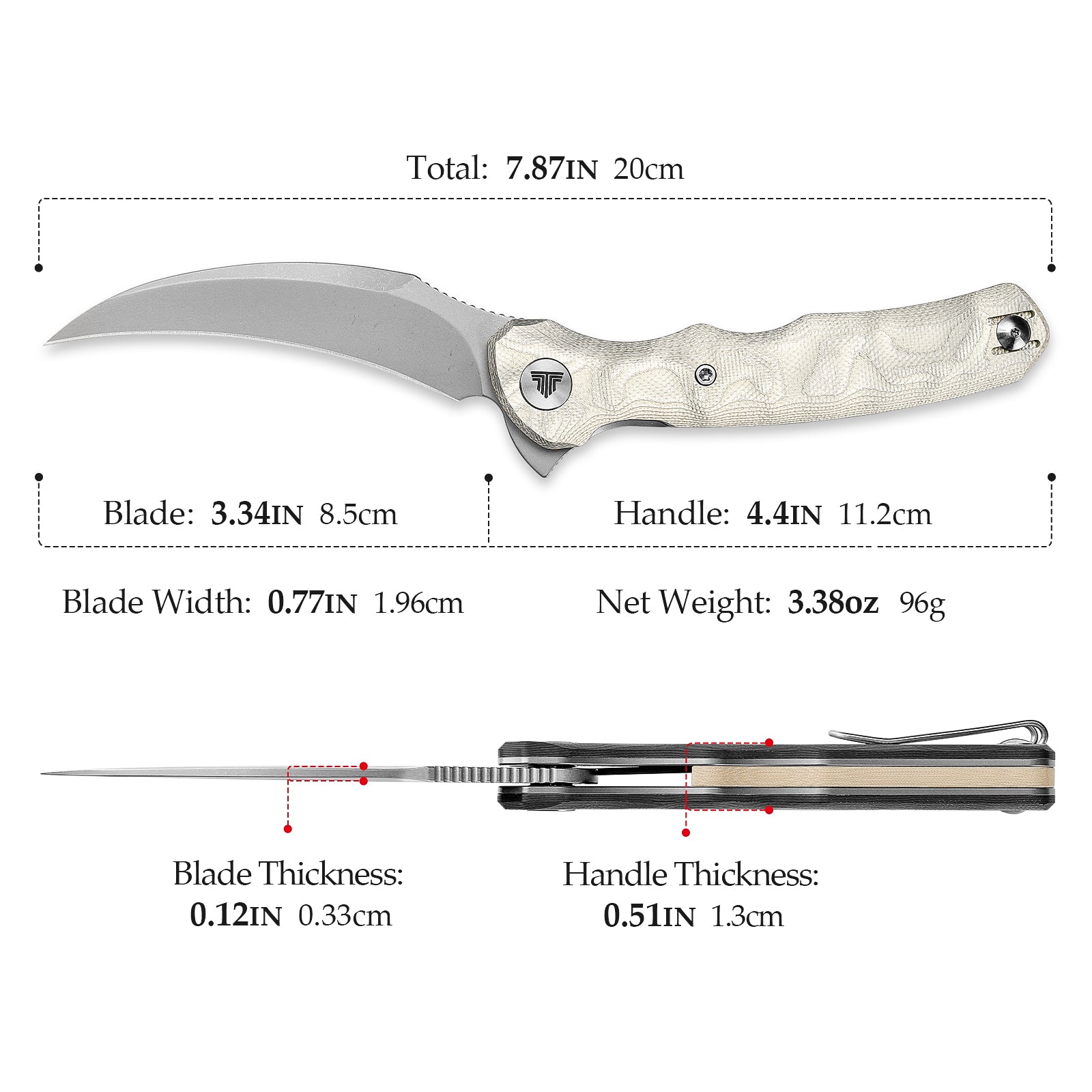 Lacerta-AL Liner Lock EDC Folding Pocket Knife 3.34'' 14C28N Steel Blade,Aluminum Foil Handle,Tiguass Design