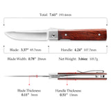 Dolphin-J Liner Lock  Folding Pocket Knife 3.37'' 14C28N Steel Blade,Wood Handle