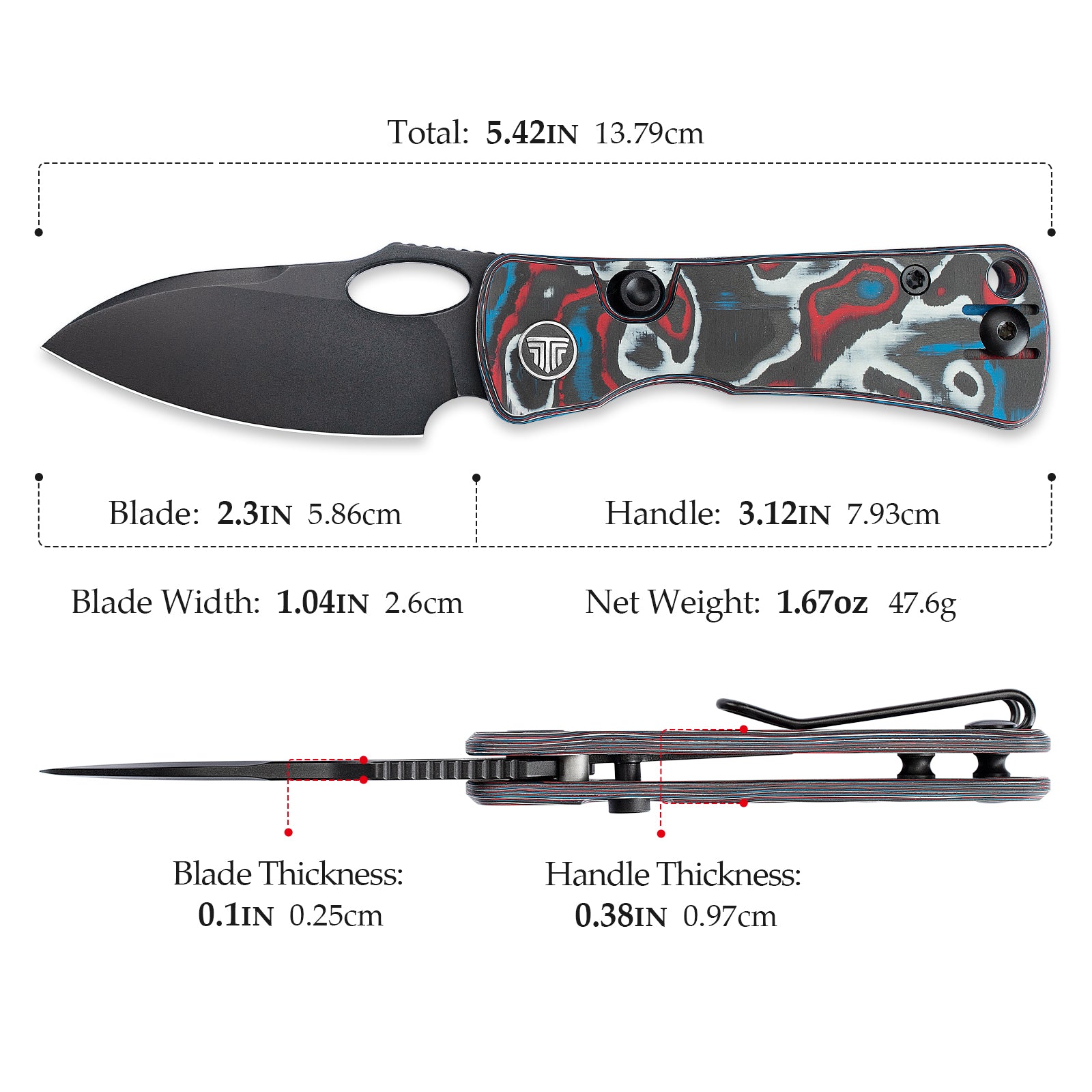 Andromeda-04B Liner Lock EDC Faca dobrável, lâmina de aço 2,04" 14C28N, cabo Micarta
